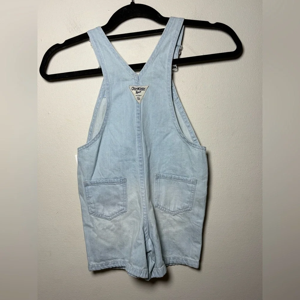 OshKosh B'gosh Light Blue Girls Short Overalls w/ White Detailing Size 4T